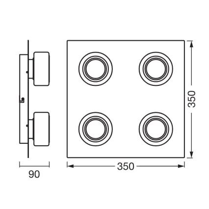 Ledvance - LED lubinis vonios šviestuvas ORBIS FLAME 4xLED/5,5W/230V 3000/4000K IP44 juoda