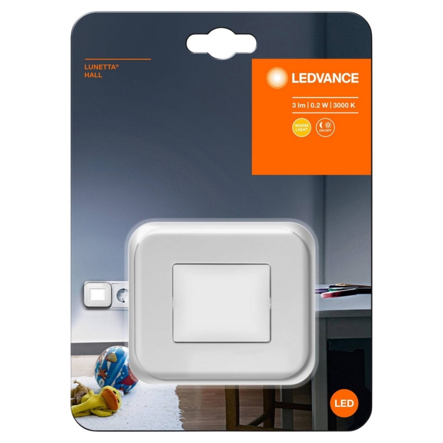 Ledvance - LED naktinė lemputė su sutemų jutikliu LUNETTA LED/0,2W/230V 3000K