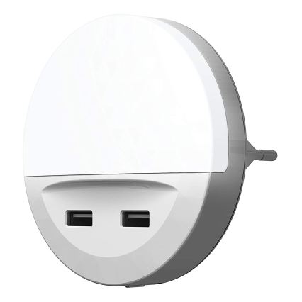 Ledvance - LED naktinis šviestuvas į lizdą su jutikliu LUNETTA 2xUSB LED/13W/230V