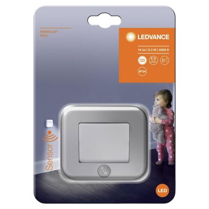 Ledvance - LED navigacinė lemputė su jutikliu NIGHTLUX LED / 0,25W / 3xAAA