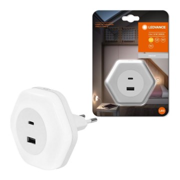 Ledvance - LED Navigacinis lizdo šviestuvas Su USB LUNETTA LED/15W/230V