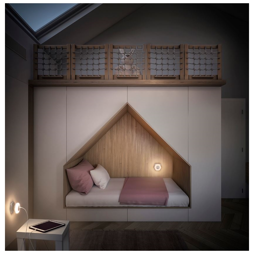 Ledvance - LED Navigacinis lizdo šviestuvas Su USB LUNETTA LED/15W/230V
