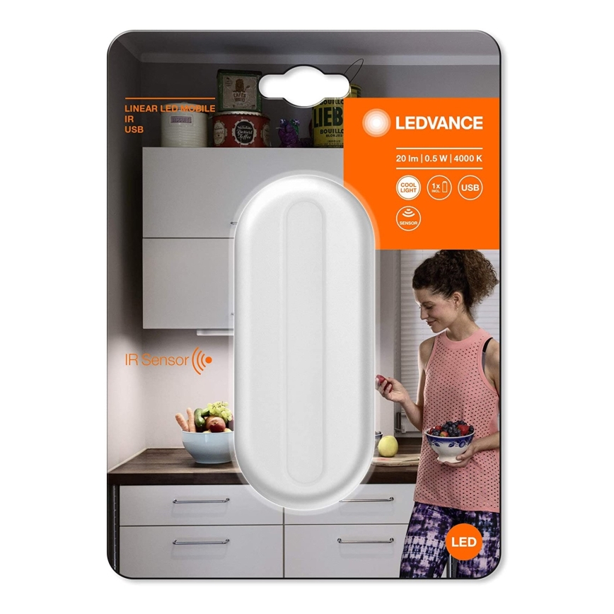 Ledvance - LED Orientacinis šviestuvas su jutikliu MOBILE LED/0,5W/4,2V CRI 90