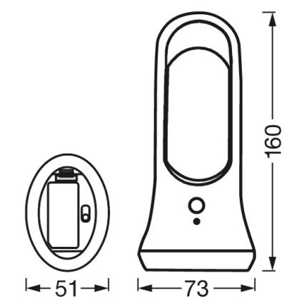 Ledvance - LED Orientacinis šviestuvas su jutikliu MOBILE LED/0,7W/4xAAA