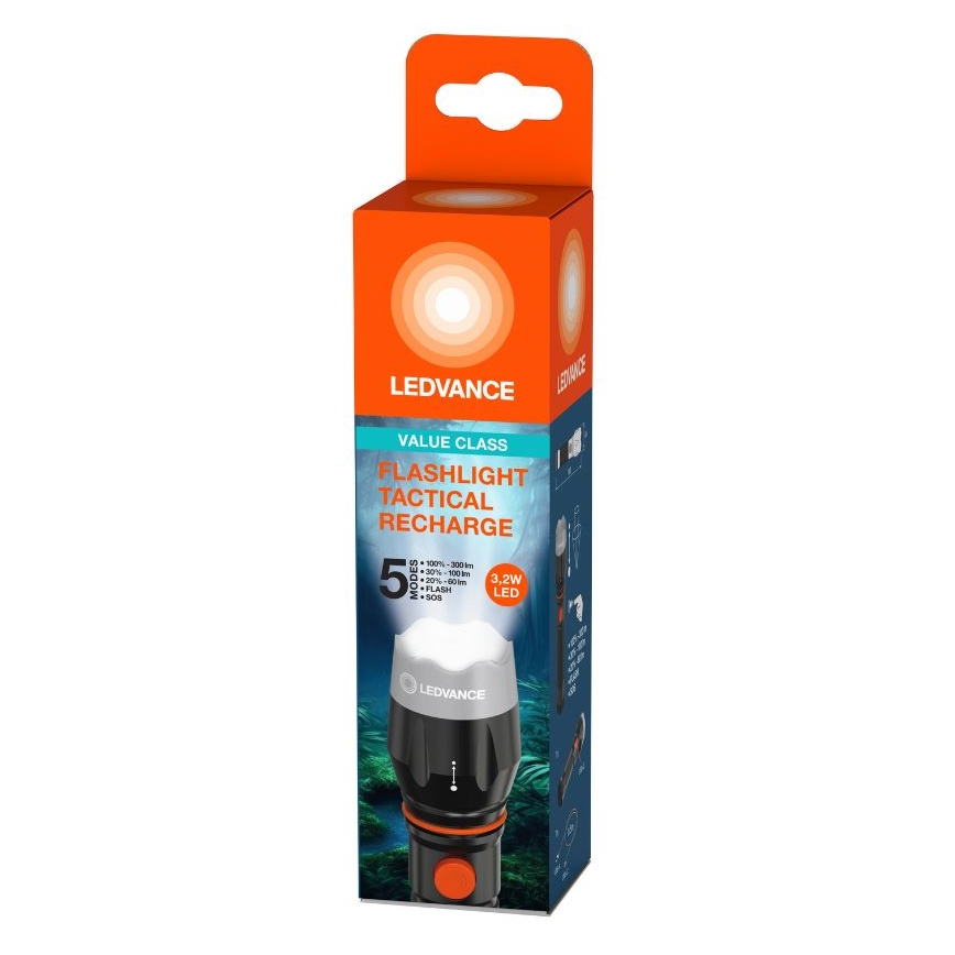 Ledvance - LED pakraunamas žibintuvėlis FLASHLIGHT LED/3,2W/5V 1500mAh