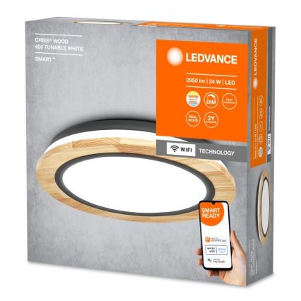 Ledvance - LED Pritemdomas lubinis šviestuvas SMART+ ORBIS WOOD LED/24W/230V 2700-6500K ąžuolas Wi-Fi