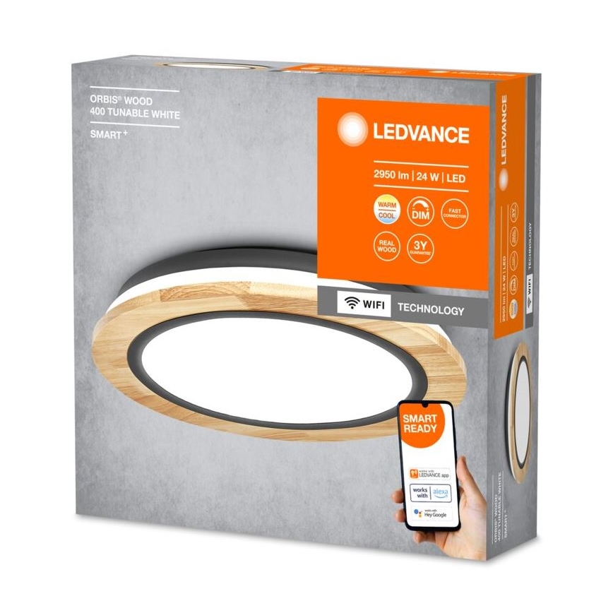 Ledvance - LED Pritemdomas lubinis šviestuvas SMART+ ORBIS WOOD LED/24W/230V 2700-6500K ąžuolas Wi-Fi