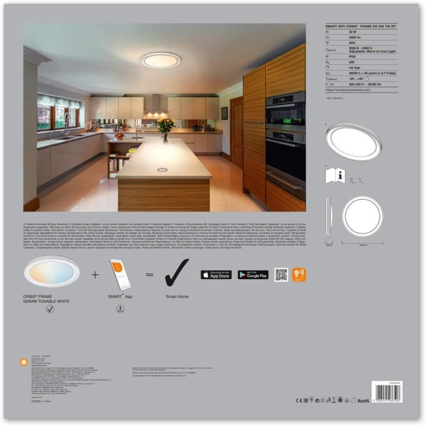 Ledvance - LED Pritemdomas lubų šviestuvas SMART + FRAME LED / 32W / 230V wi-fi