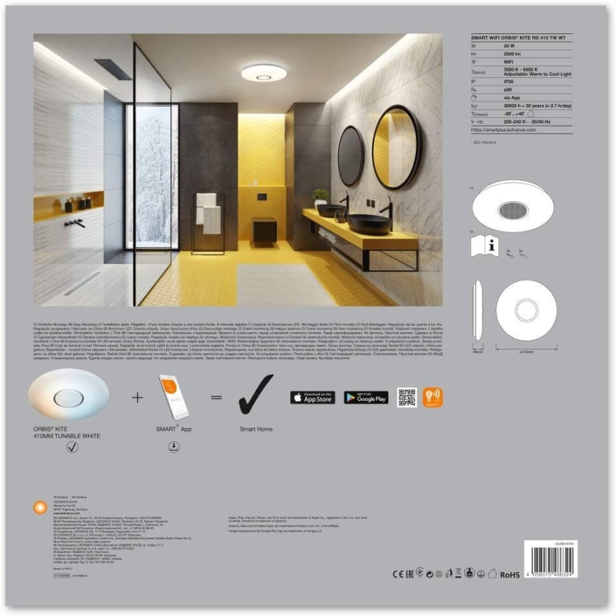 Ledvance - LED Pritemdomas lubų šviestuvas SMART + KITE LED / 24W / 230V wi-fi