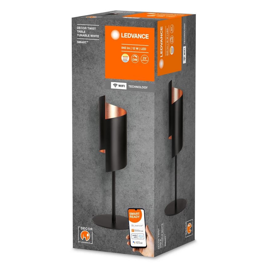 Ledvance - LED pritemdomas stalinis šviestuvas SMART+ DECOR TWIST LED/12W/230V 3000-6500K Wi-Fi juoda