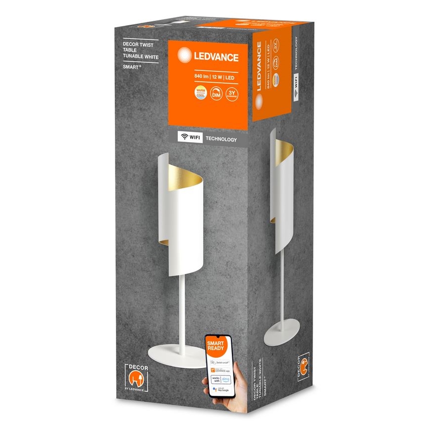 Ledvance - LED pritemdomas stalinis šviestuvas SMART+ DECOR TWIST LED/12W/230V 3000-6500K Wi-Fi balta