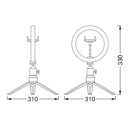 Ledvance - LED pritemdomas stalinis šviestuvas su stovu ir laikiklis video vlogams LED/5,5W/USB 3000/4000/6500K