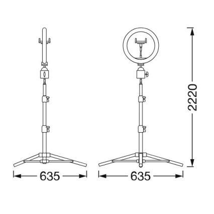 Ledvance - LED pritemdomas toršeras su stovu ir laikiklis video vlogams LED/6W/USB 3000/4000/6500K