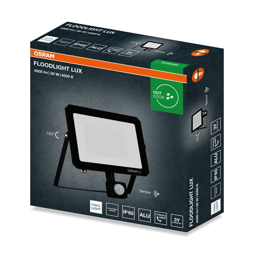 Ledvance - LED prožektorius su judesio jutikliu FLOODLIGHT LED/50W/230V 4000K IP65