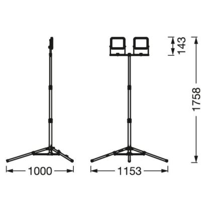 Ledvance - LED lauko prožektorius su laikikliu WORKLIGHT TRIPOD 2xLED/10W/230V 6500K IP65