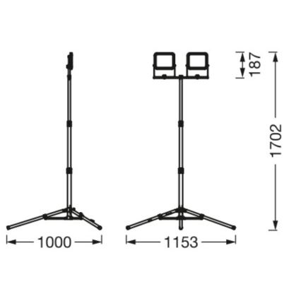 Ledvance - LED lauko prožektorius su laikikliu WORKLIGHT TRIPOD 2xLED/20W/230V 6500K IP65