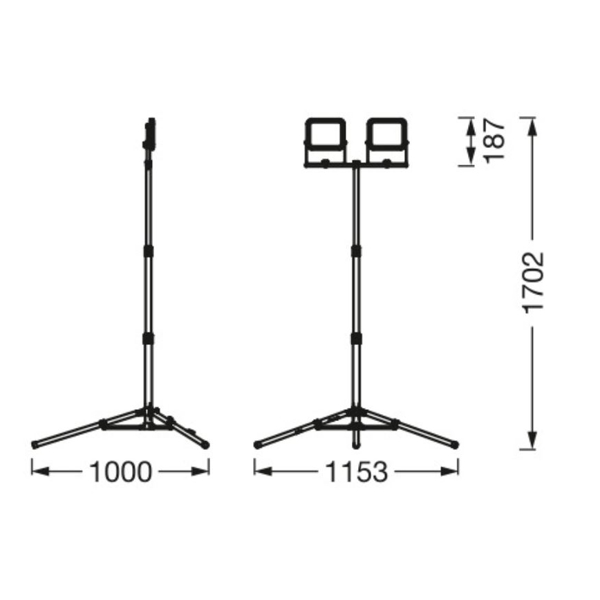 Ledvance - LED lauko prožektorius su laikikliu WORKLIGHT TRIPOD 2xLED/20W/230V 6500K IP65