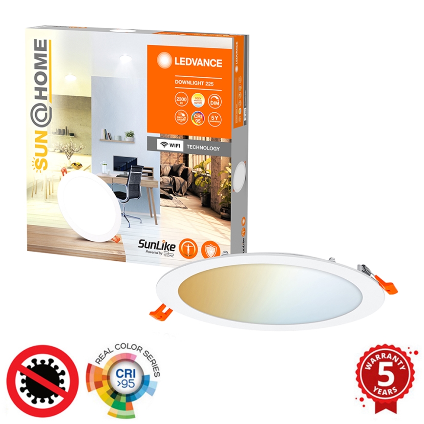 Ledvance - LED Reguliuojamas įleidžiamas šviestuvas SUN@HOME LED/22W/230V 2200-5000 CRI 95 Wi-Fi