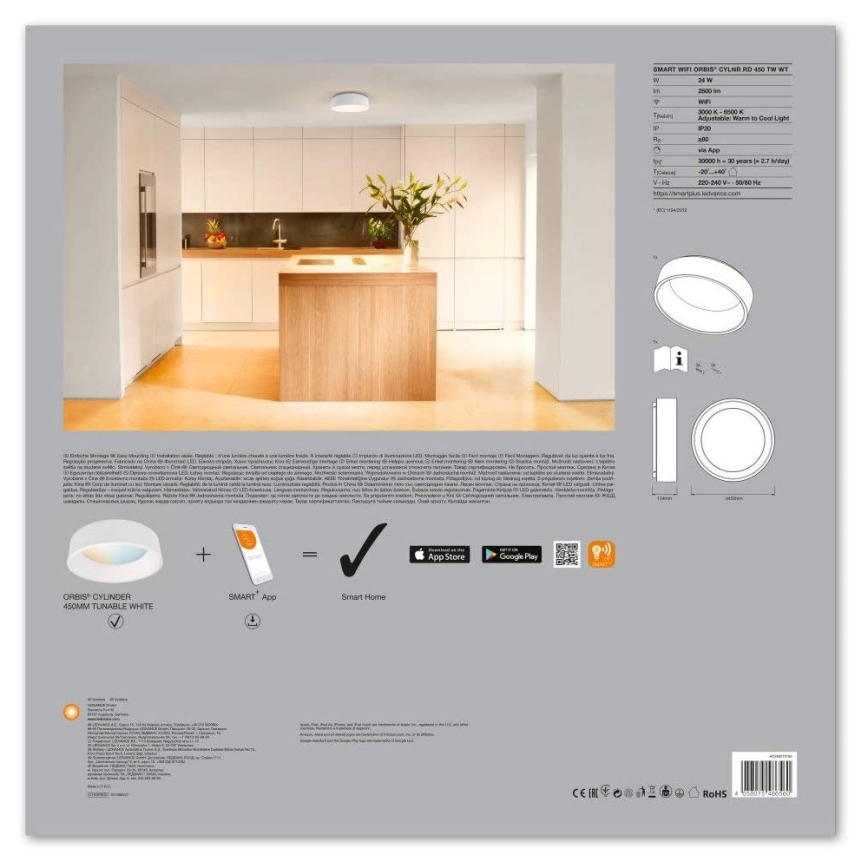 Ledvance - Dimeriuojamas LED šviestuvas SMART+ CYLINDER LED/26W/230V 3000K-6500K Wi-Fi