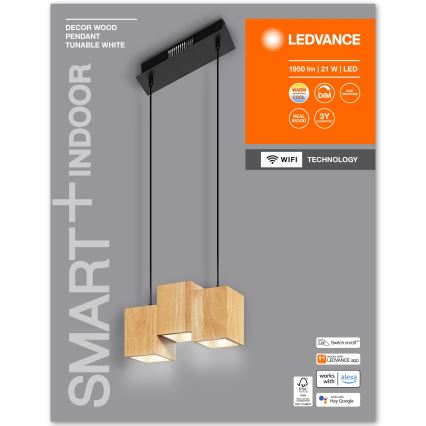 Ledvance - LED Reguliuojamas pakabinamas sietynas DECOR WOOD 3xLED/7W/230V Wi-Fi