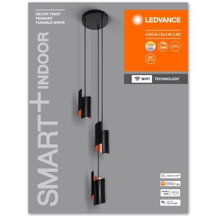 Ledvance - LED Reguliuojamas pakabinamas sietynas SMART+ DECOR 3xLED/8W/230V juodas Wi-Fi