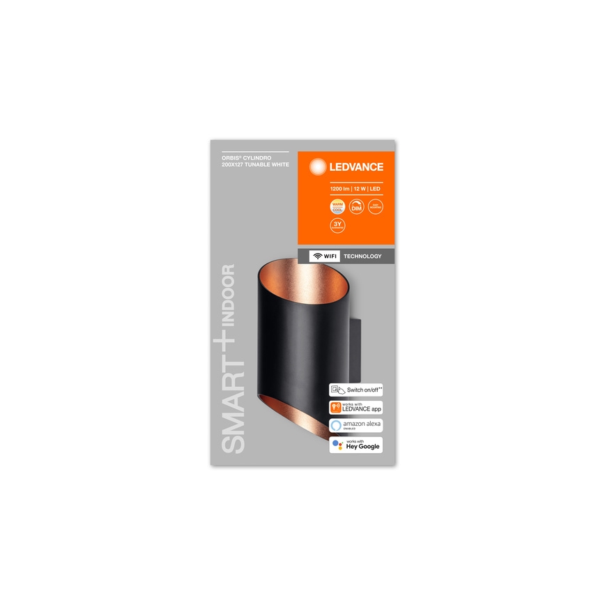 Ledvance - LED Reguliuojamas sieninis šviestuvas SMART+ CYLINDRO LED/12W/230V 3000-6500K Wi-Fi juodas