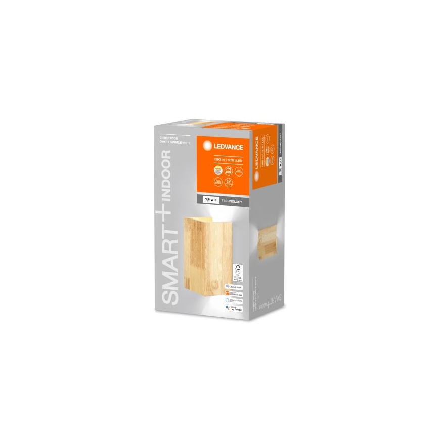 Ledvance - LED Reguliuojamas sieninis šviestuvas SMART+ WOOD LED/12W/230V 3000-6500K Wi-Fi