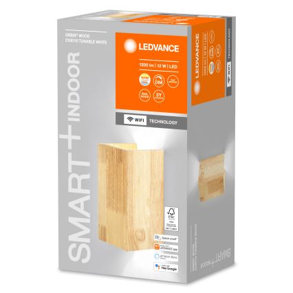 Ledvance - LED Reguliuojamas sieninis šviestuvas SMART+ WOOD LED/12W/230V 3000-6500K Wi-Fi