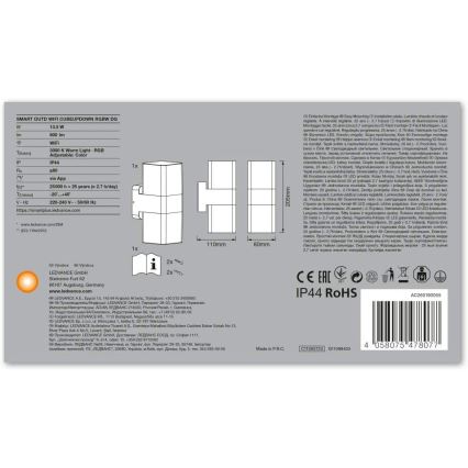 Ledvance - LED RGB lauko sieninis šviestuvas SMART + CUBE LED /13.5W/230V IP44 Wi-Fi