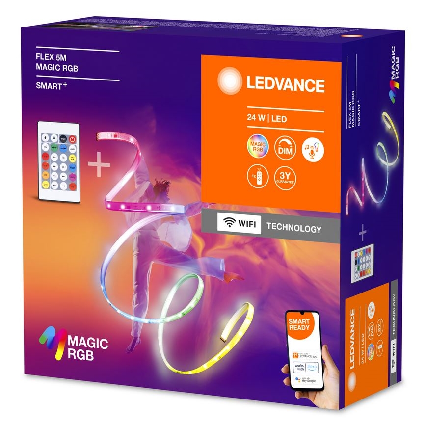 Ledvance - LED RGB Pritemdoma juostelė SMART+ MAGIC FLEX 5m LED/24W/230V Wi-Fi + nuotolinio valdymo pultas