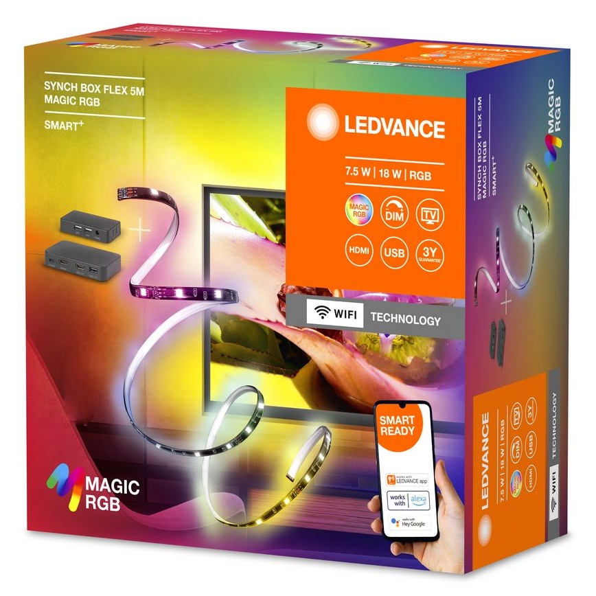 Ledvance - LED RGB Pritemdoma juostelė televizoriui SYNCH BOX FLEX SMART+ MAGIC 4,5m LED/18W/230V Wi-Fi