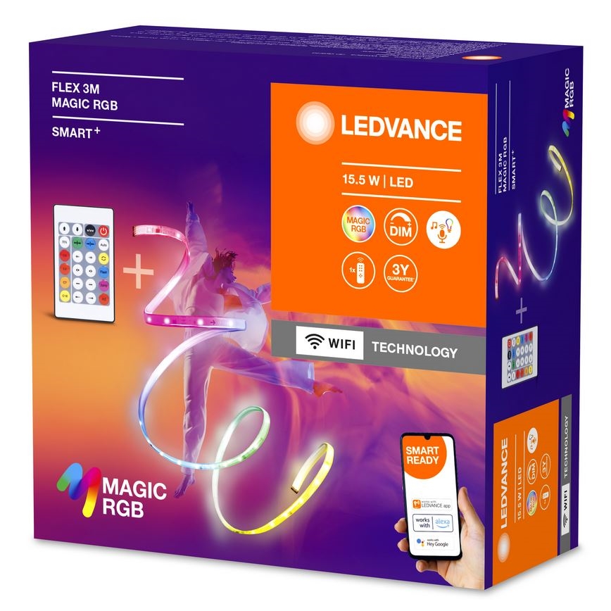 Ledvance - LED RGB reguliuojama juosta SMART+ MAGIC FLEX 3m LED/15,5W/230V Wi-Fi + nuotolinis valdymas