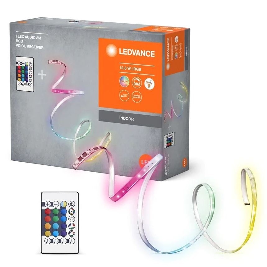 Ledvance - LED RGB Reguliuojama juostelė FLEX AUDIO 3m LED/12,5W/230V + nuotolinio valdymo pultas