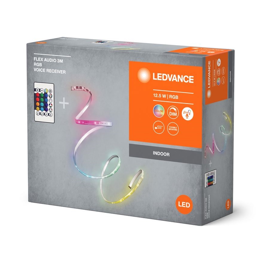 Ledvance - LED RGB Reguliuojama juostelė FLEX AUDIO 3m LED/12,5W/230V + nuotolinio valdymo pultas
