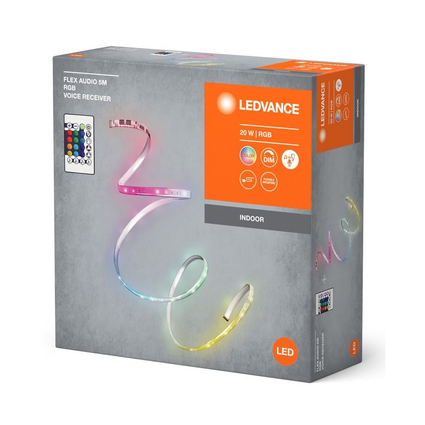Ledvance - LED RGB Reguliuojama juostelė FLEX AUDIO 5m LED/20W/230V + nuotolinio valdymo pultas