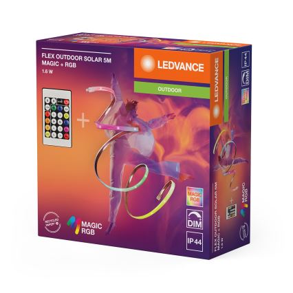Ledvance - LED RGB dimeriuojama saulės juosta FLEX MAGIC 5m LED/1,6W/3,7V 2000 mAh IP44 + nuotolinio valdymo pultas