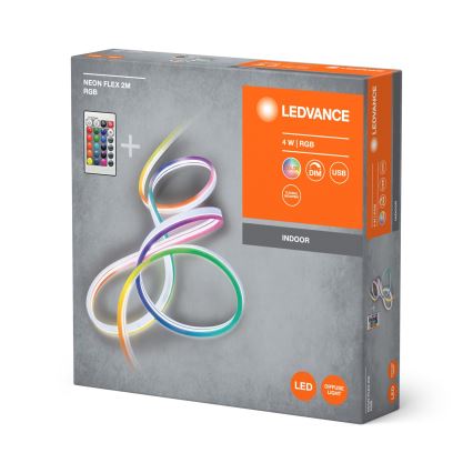 Ledvance - LED RGBW Reguliuojama juostelė NEON FLEX 2,1m LED/4W/5V + nuotolinio valdymo pultas