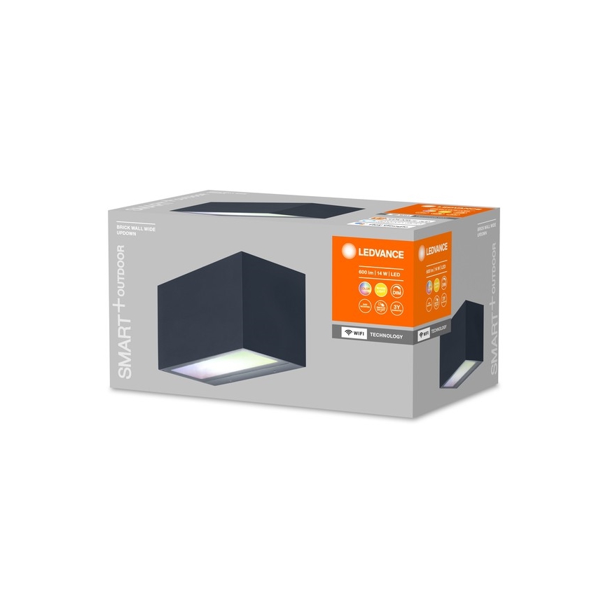 Ledvance - LED RGBW Reguliuojamas lauko sieninis šviestuvas SMART+ BRICK LED/14W/230V Wi-Fi IP44