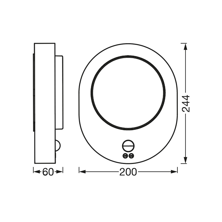 Ledvance - LED Sieninis lauko šviestuvas su jutikliu DISC LED/8W/230V IP44