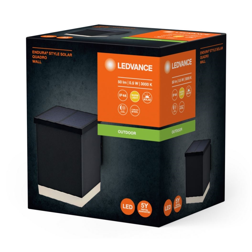 Ledvance - LED sieninis šviestuvas, įkraunamas saulės energija ENDURA STYLE SOLAR LED/0,5W/2,4V IP44