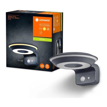 Ledvance - LED sieninis šviestuvas su jutikliu, įkraunamas saulės energija ENDURA LED/3,6W/3,7V 1500 mAh IP44