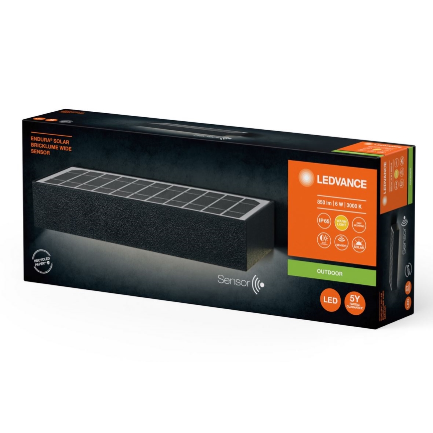 Ledvance - LED Sieninis saulės šviestuvas su judesio ir prieblandos jutikliu ENDURA SOLAR LED/6W/4,2V 3000 mAh IP65