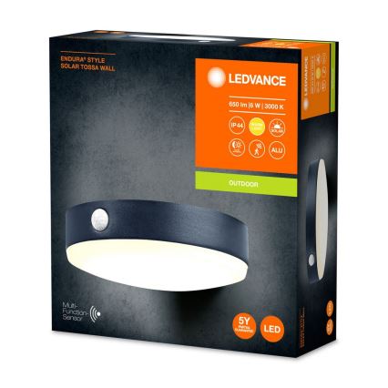 Ledvance - LED sieninis šviestuvas su jutikliu, įkraunamas saulės energija ENDURA STYLE LED/6W/3,7V 1420 mAh IP44