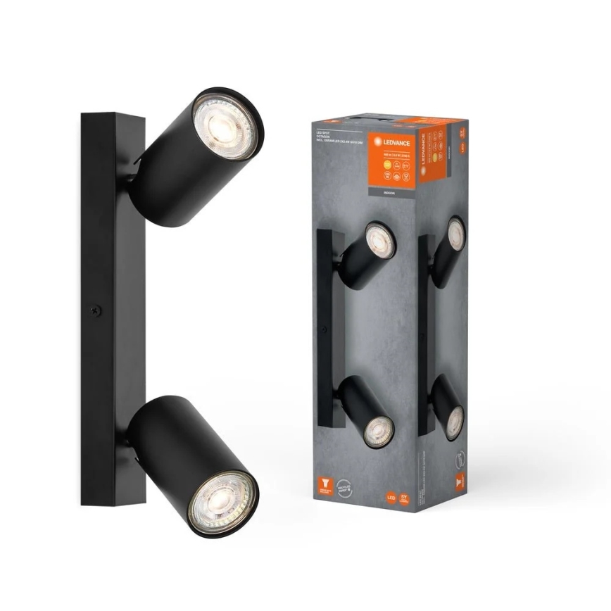 Ledvance - LED sieninis taškinis šviestuvas OCTAGON 2xGU10/3,4W/230V 2700K juoda