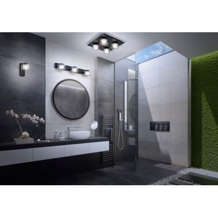Ledvance - LED Sieninis vonios šviestuvas ORBIS FLAME 2xLED/5,5W/230V 3000/4000K IP44 juoda