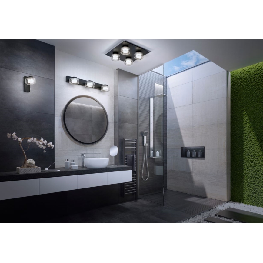 Ledvance - LED Sieninis vonios šviestuvas ORBIS FLAME 2xLED/5,5W/230V 3000/4000K IP44 juoda
