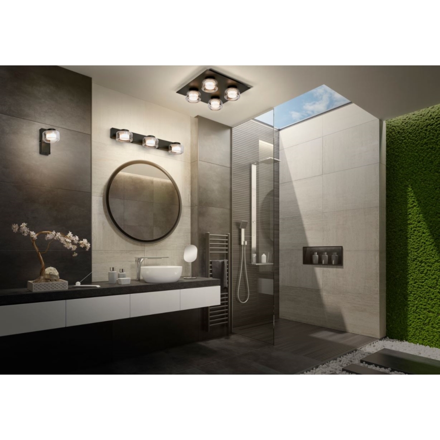 Ledvance - LED Sieninis vonios šviestuvas ORBIS FLAME 2xLED/5,5W/230V 3000/4000K IP44 juoda