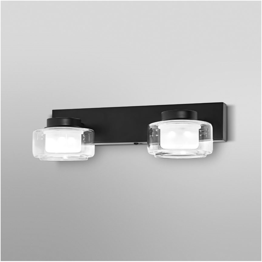Ledvance - LED Sieninis vonios šviestuvas ORBIS FLAME 2xLED/5,5W/230V 3000/4000K IP44 juoda