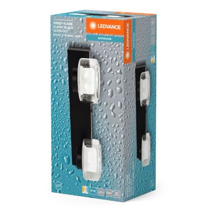 Ledvance - LED Sieninis vonios šviestuvas ORBIS FLAME 2xLED/5,5W/230V 3000/4000K IP44 juoda