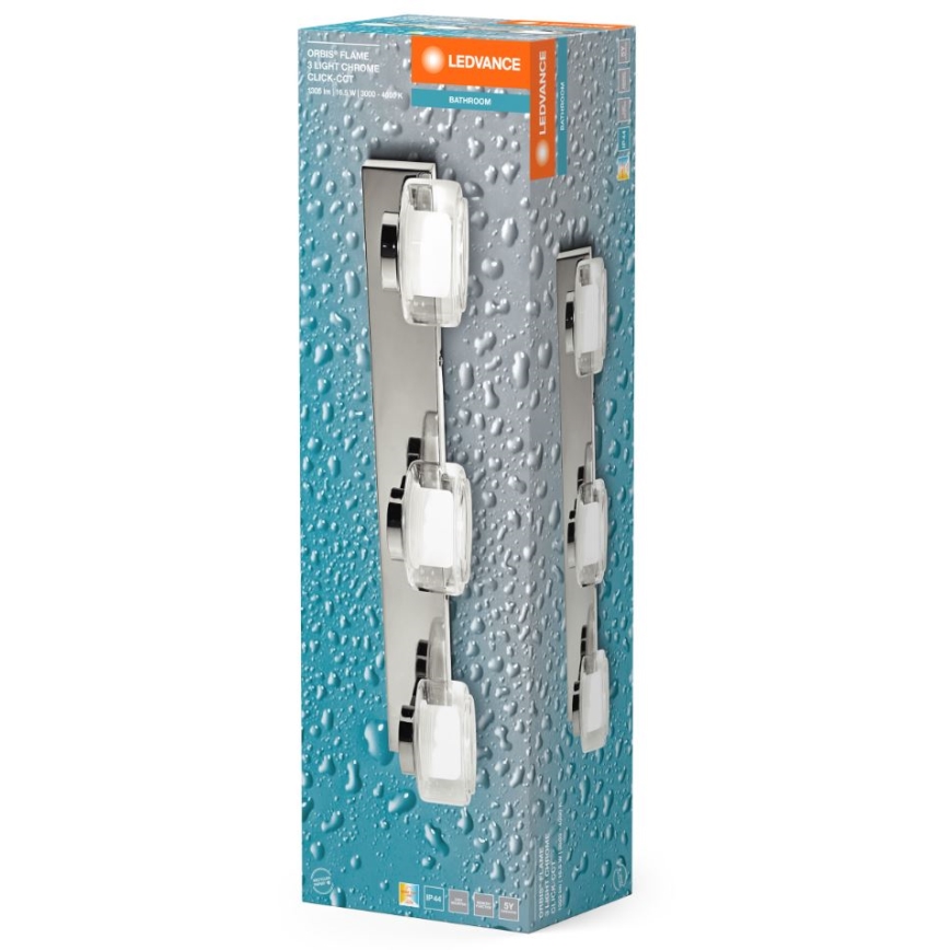 Ledvance-LED Sieninis vonios šviestuvas ORBIS FLAME 3xLED/5,5W/230V IP44 chromas